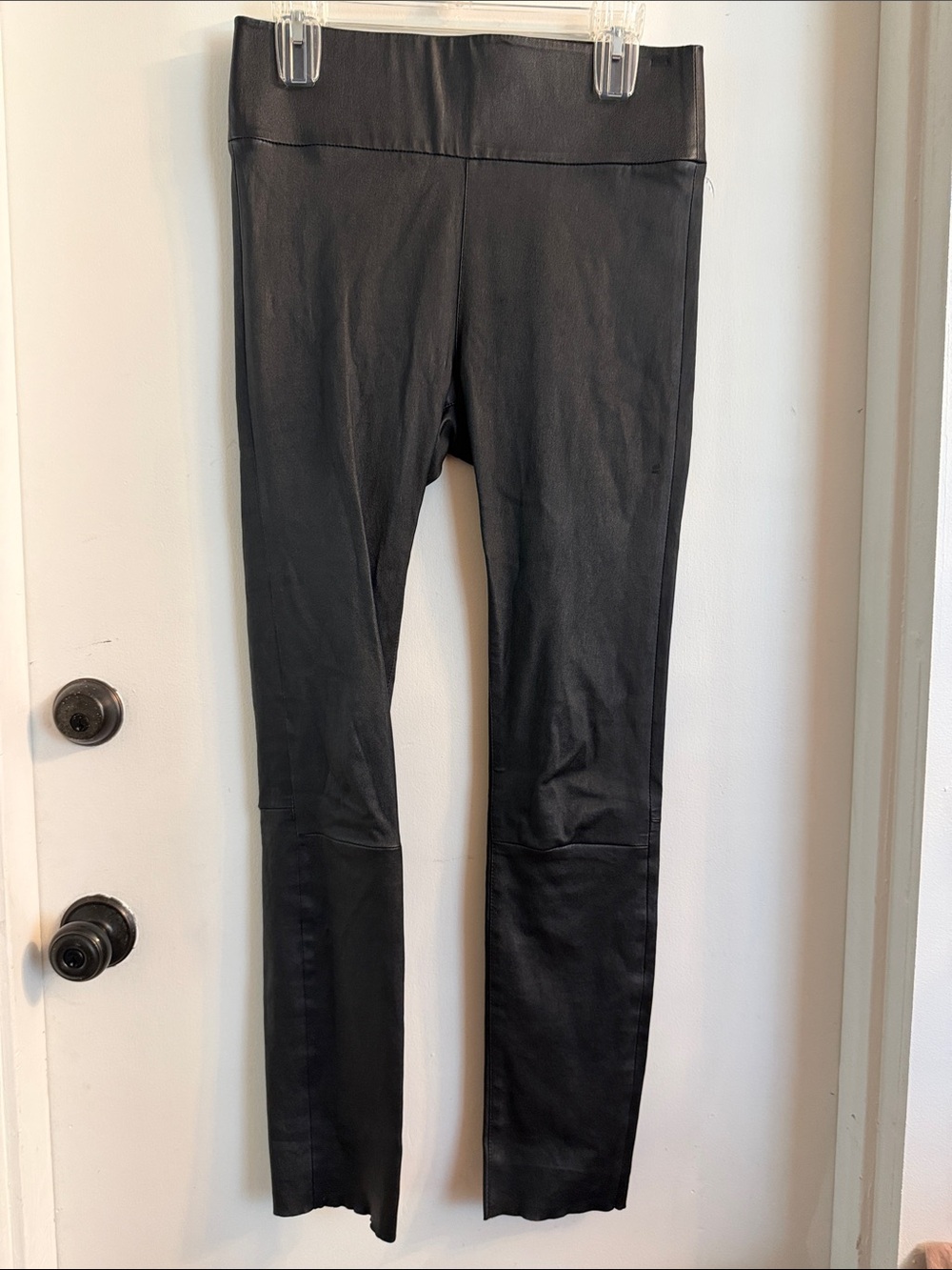 SPRWMN black leather high waist pants ankle large